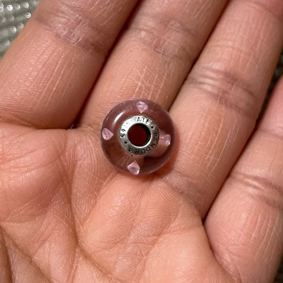 Retired Pandora Pink Hearts Effervescence Murano Glass Bead Charm 2015 Valentine - Picture 6 of 9